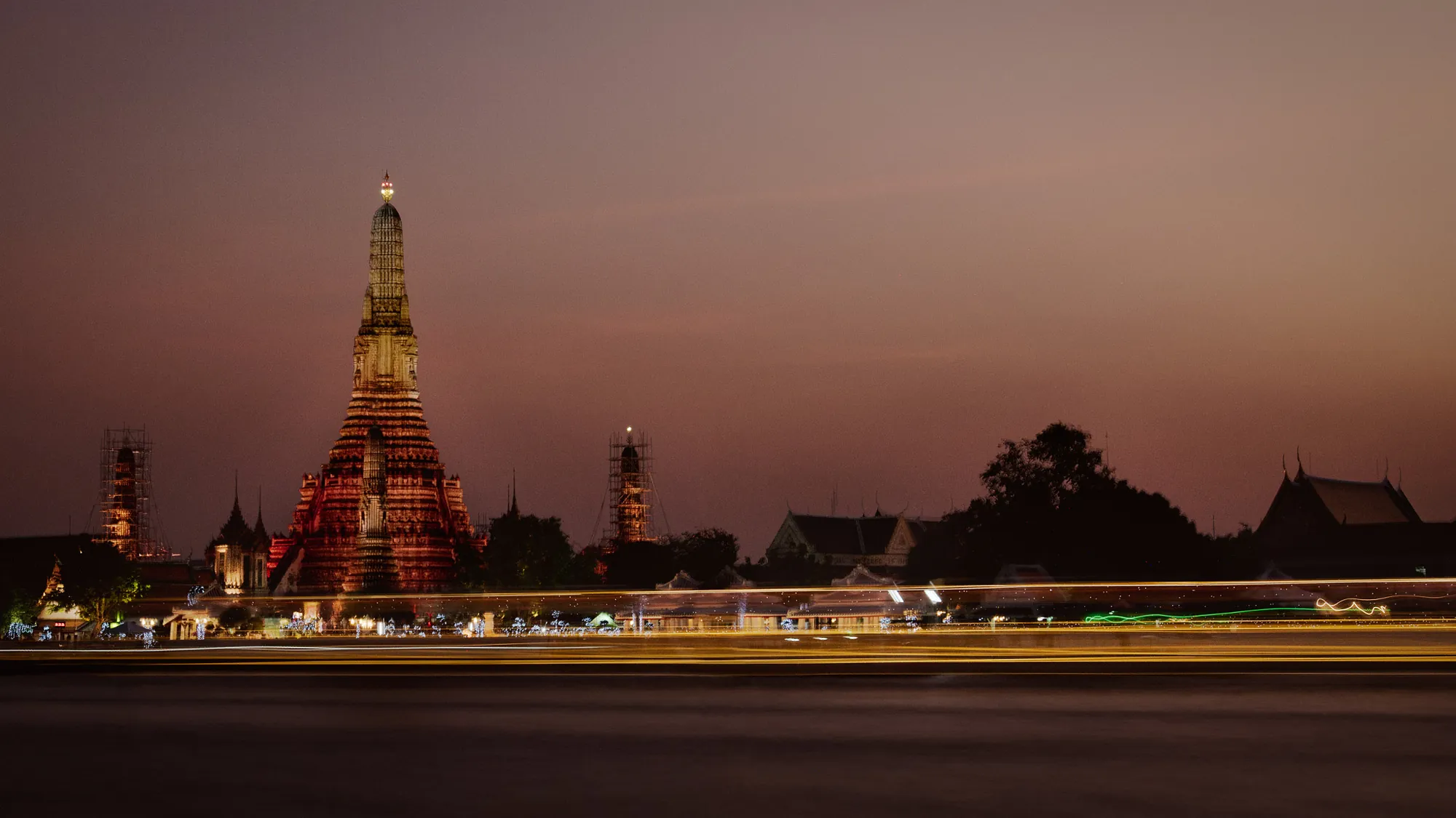 The Bangkok skyline along the Chao Phraya