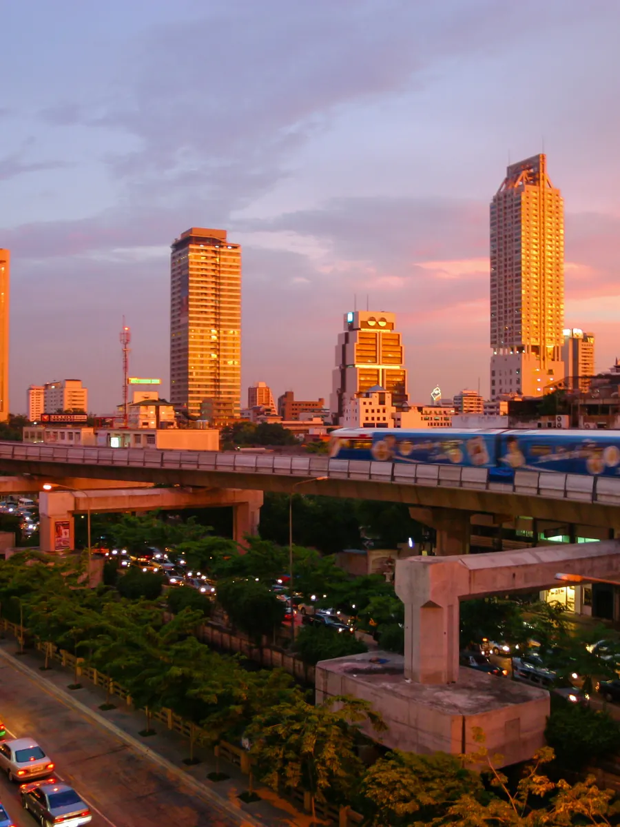 A Bangkok street under the Skytrain