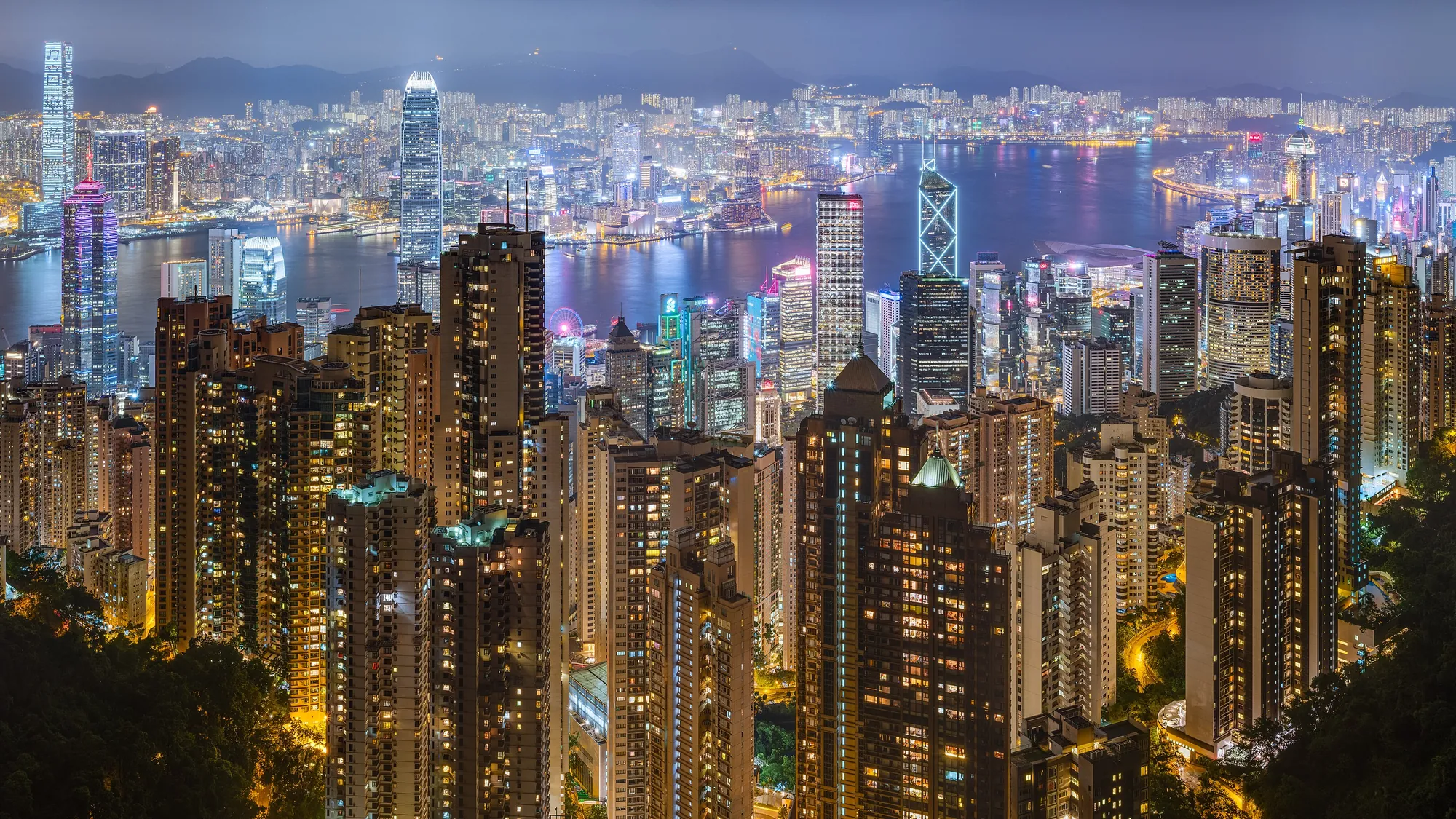 The Hong Kong skyline over Victoria Harbour